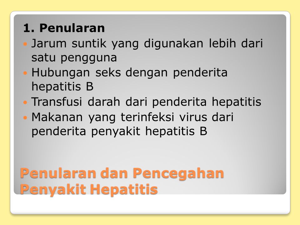 Penularan dan Pencegahan Penyakit Hepatitis