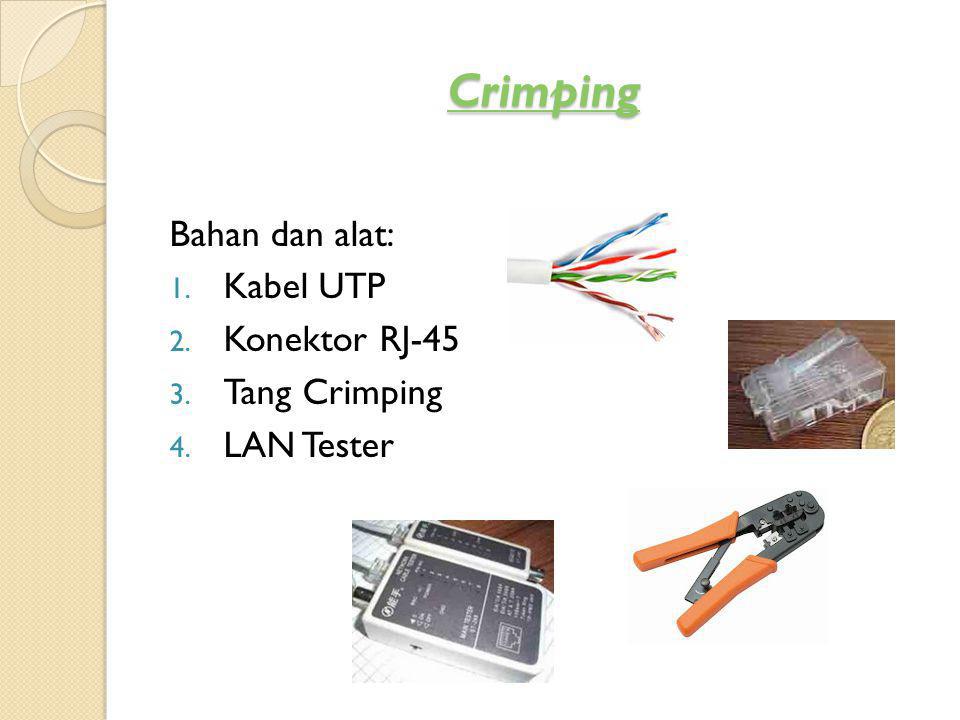 Crimping Bahan dan alat: Kabel UTP Konektor RJ-45 Tang Crimping