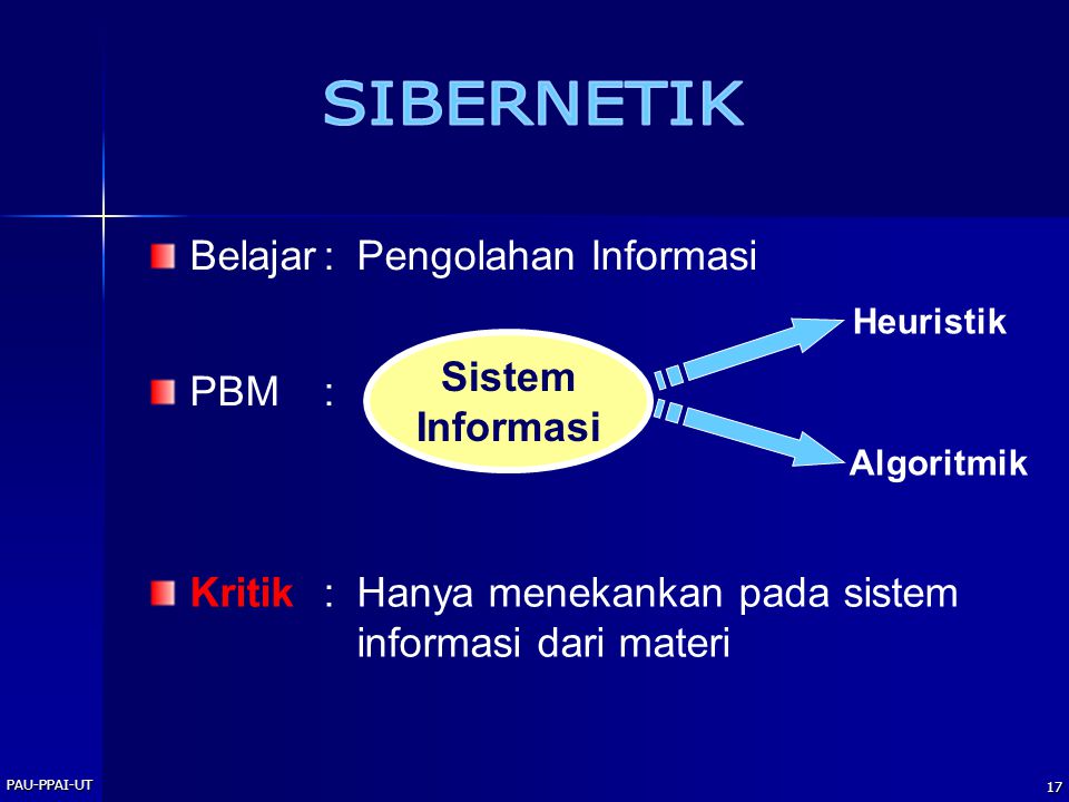 SIBERNETIK Belajar : Pengolahan Informasi PBM : Sistem Informasi