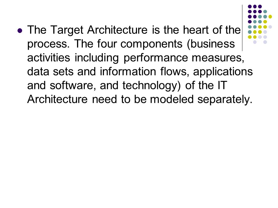 The Target Architecture is the heart of the process