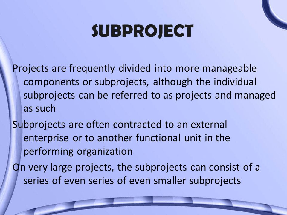 SUBPROJECT