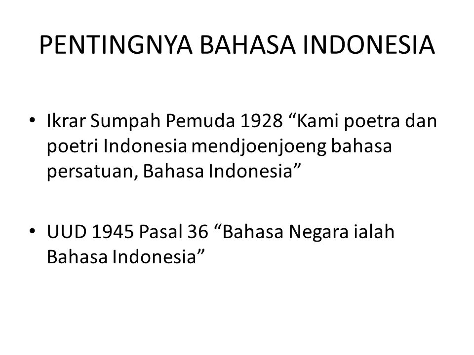 PENTINGNYA BAHASA INDONESIA