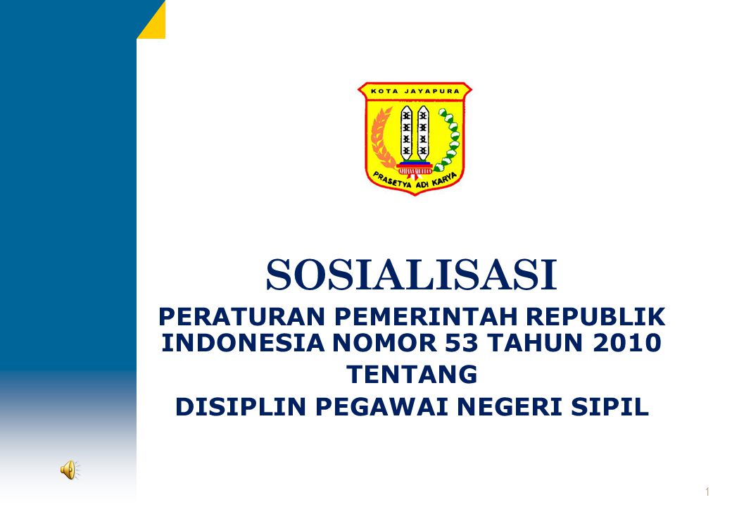 SOSIALISASI PERATURAN PEMERINTAH REPUBLIK INDONESIA NOMOR 53 TAHUN 2010.