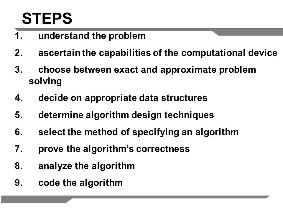 STEPS 1. understand the problem