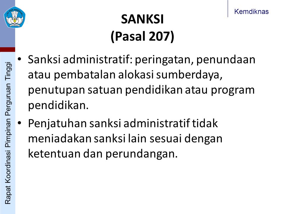 SANKSI (Pasal 207)