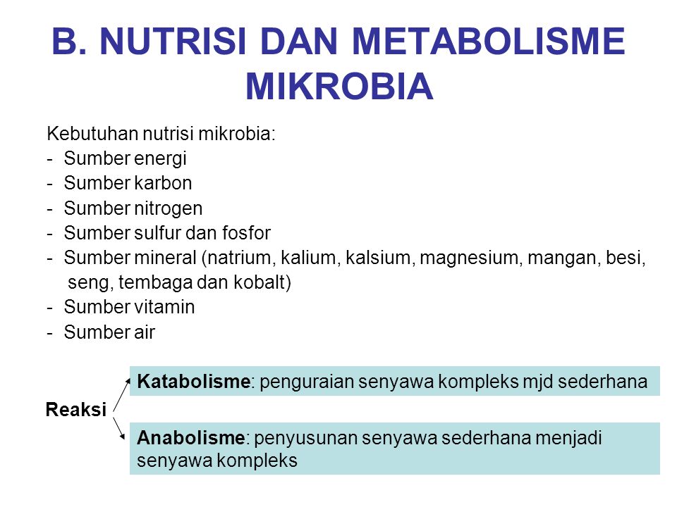 B. NUTRISI DAN METABOLISME MIKROBIA