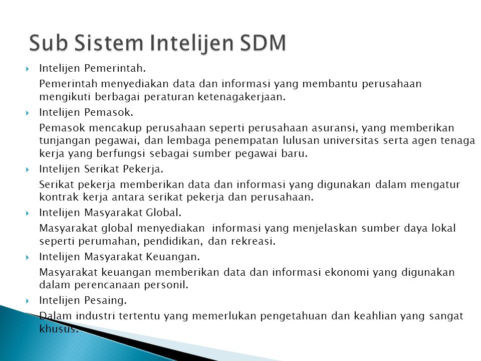 Sub Sistem Intelijen SDM