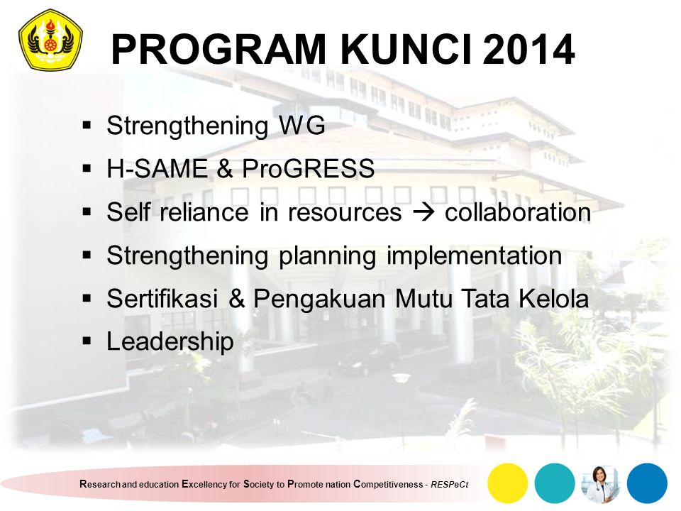 PROGRAM KUNCI 2014 Strengthening WG H-SAME & ProGRESS