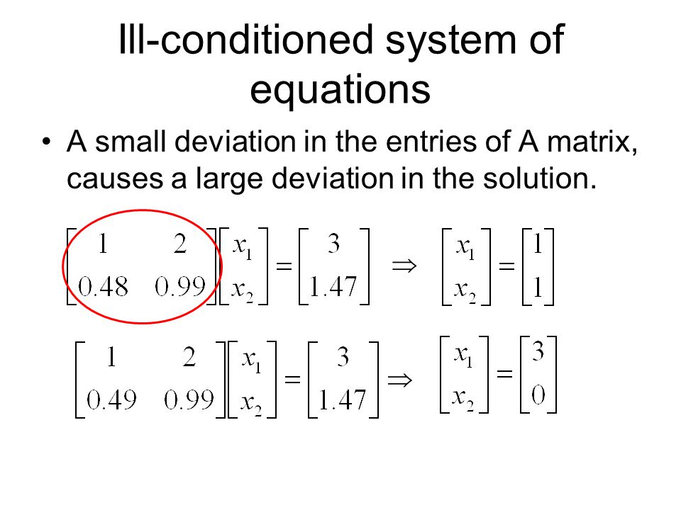 Ill-conditioned system of equations