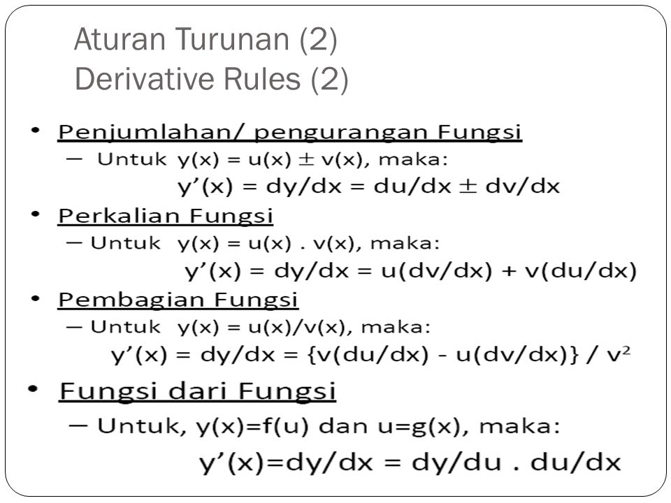 Aturan Turunan (2) Derivative Rules (2)