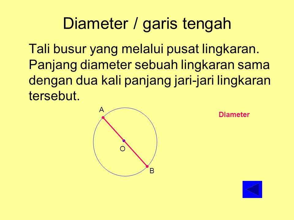 Diameter / garis tengah