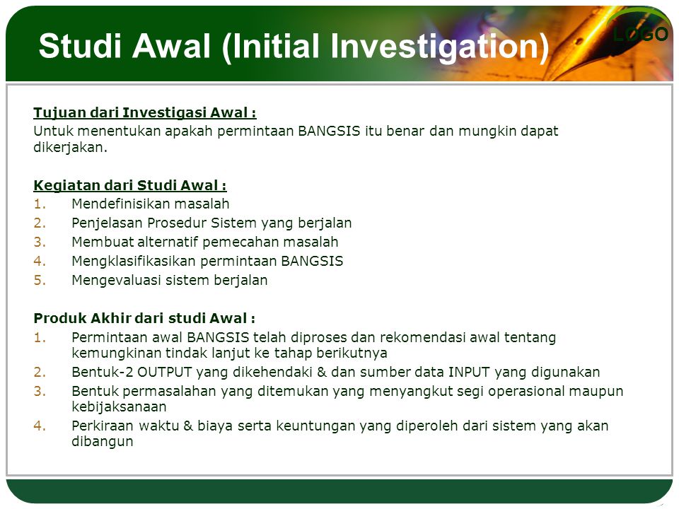 Studi Awal (Initial Investigation)