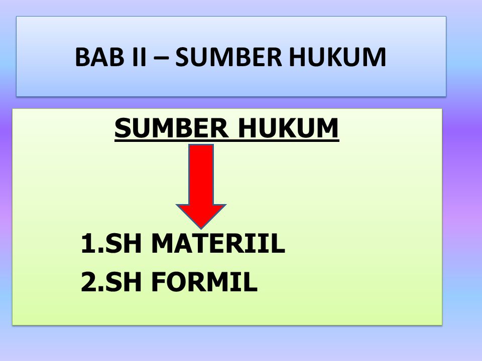 SUMBER HUKUM 1.SH MATERIIL 2.SH FORMIL