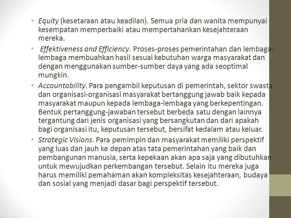 Equity (kesetaraan atau keadilan)