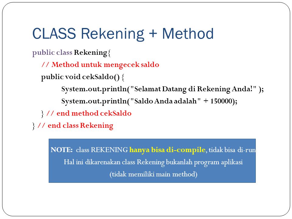 CLASS Rekening + Method