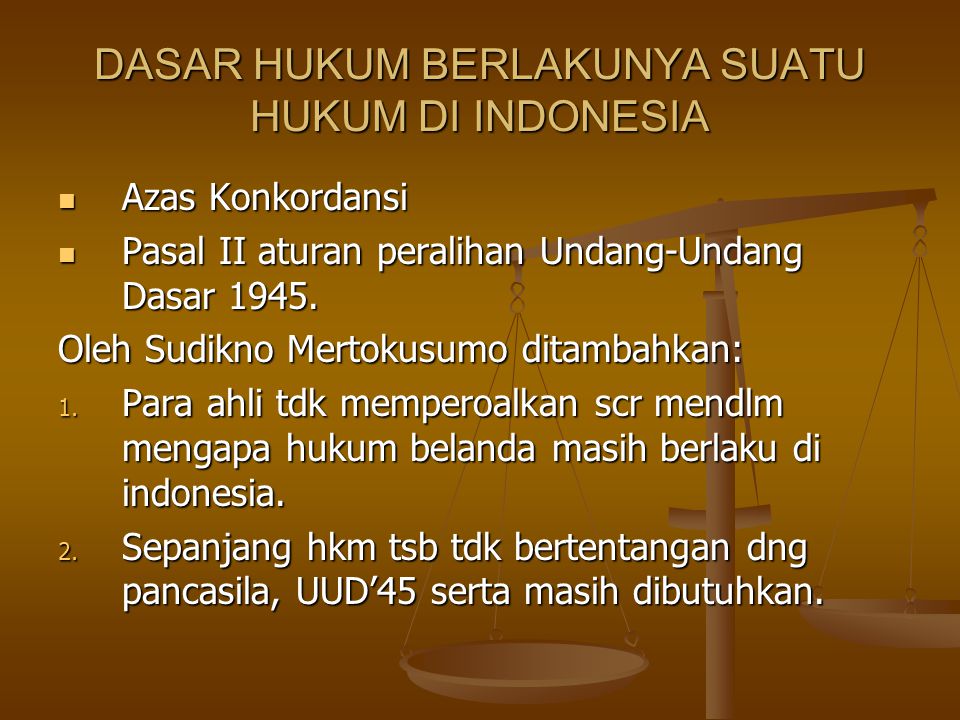 DASAR HUKUM BERLAKUNYA SUATU HUKUM DI INDONESIA