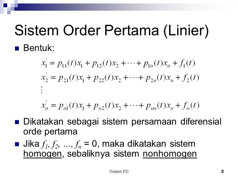 Sistem Order Pertama (Linier)