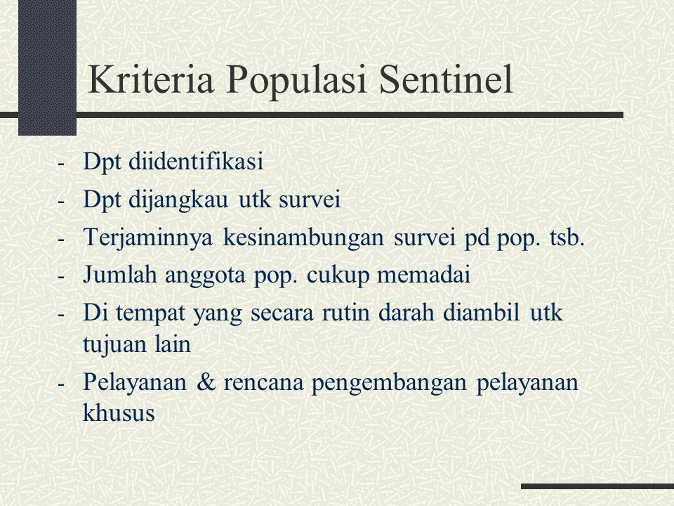 Kriteria Populasi Sentinel