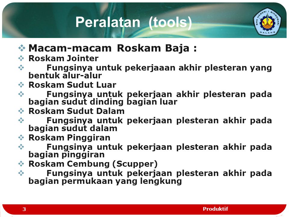 Peralatan (tools) Macam-macam Roskam Baja : Roskam Jointer
