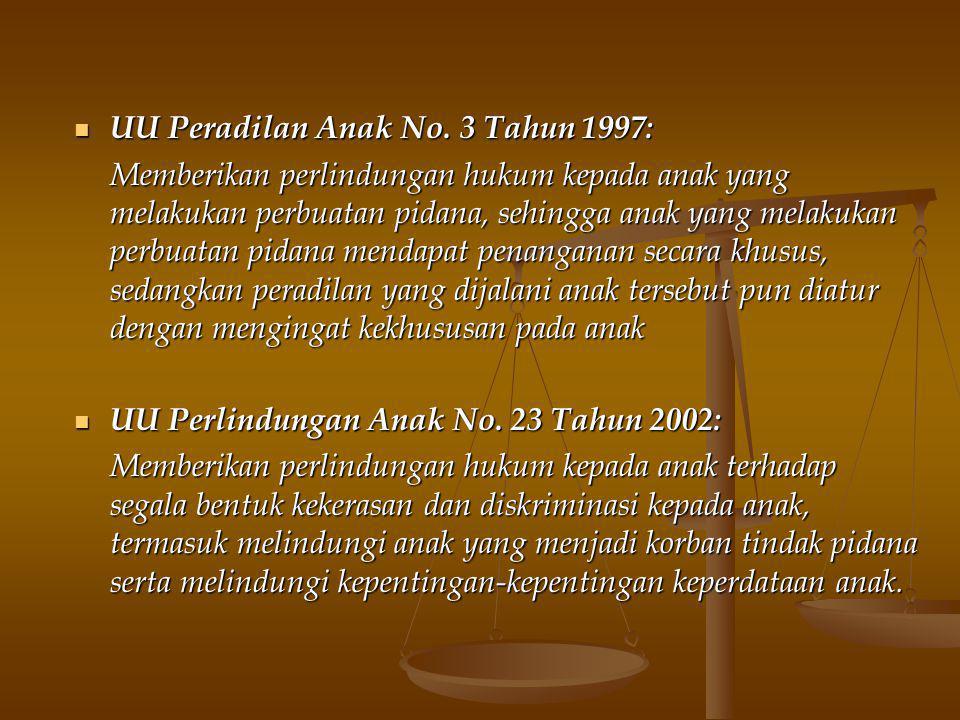 UU Peradilan Anak No. 3 Tahun 1997: