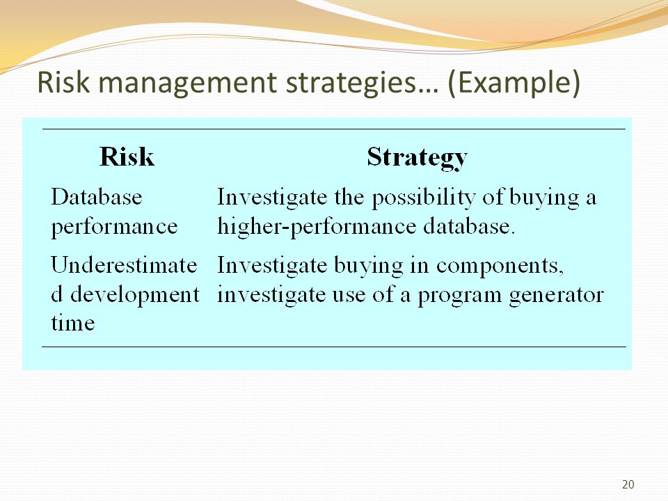 Risk management strategies… (Example)
