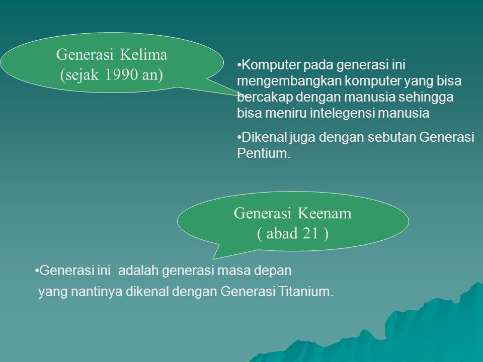 Generasi Kelima (sejak 1990 an) Generasi Keenam ( abad 21 )