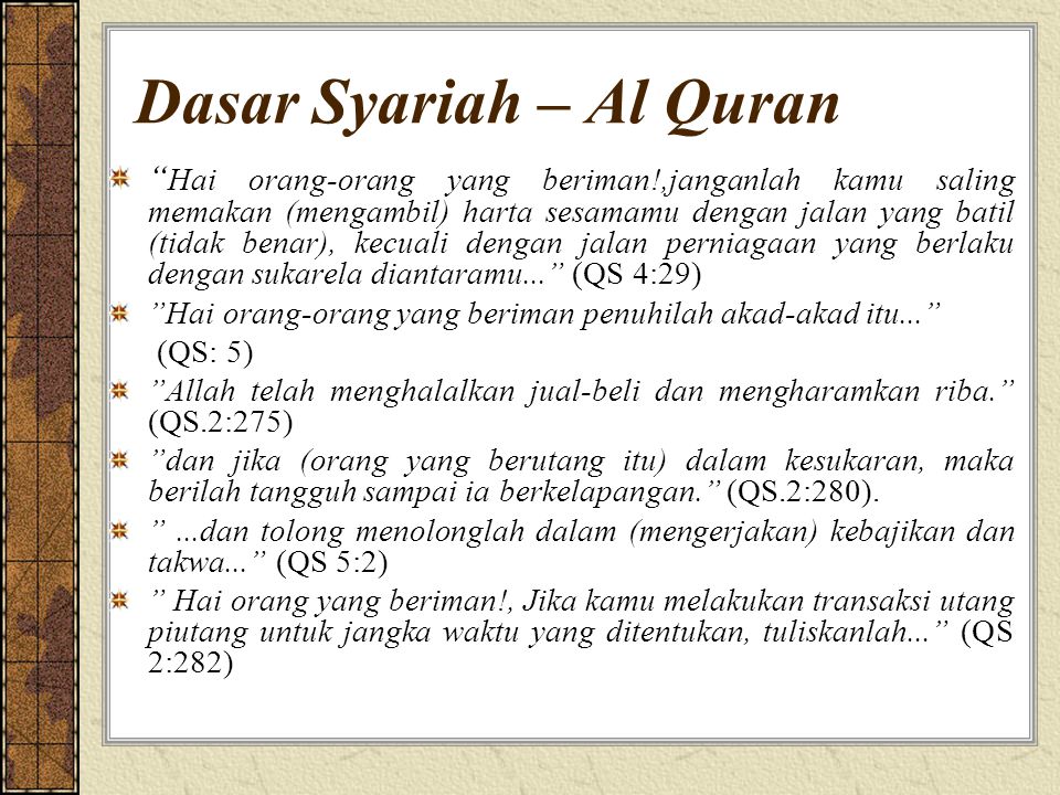 Dasar Syariah – Al Quran