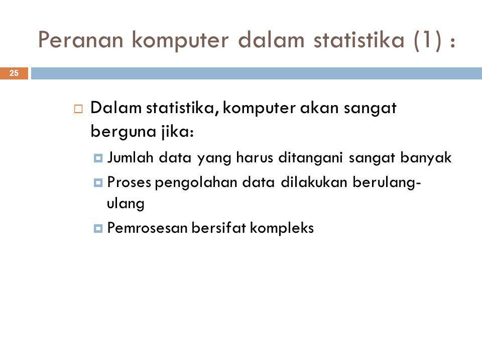Peranan komputer dalam statistika (1) :