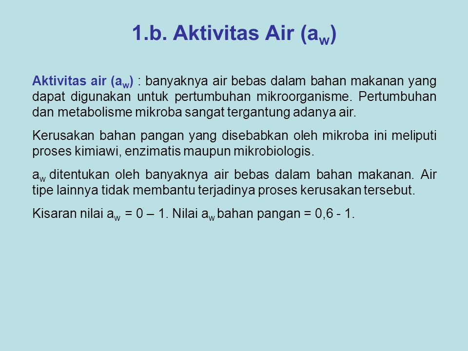1.b. Aktivitas Air (aw)