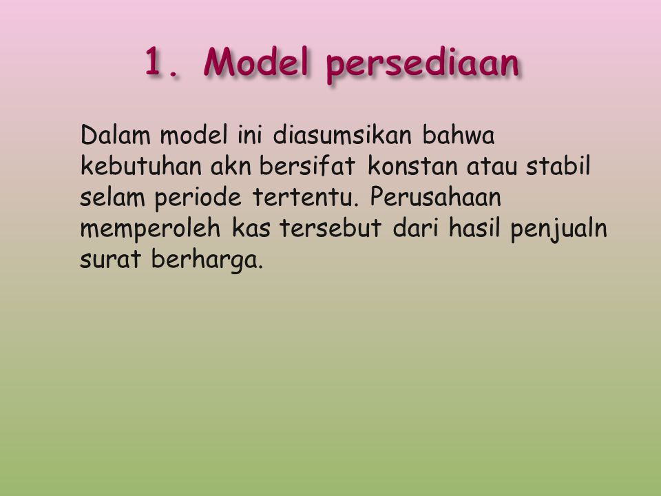 Model persediaan