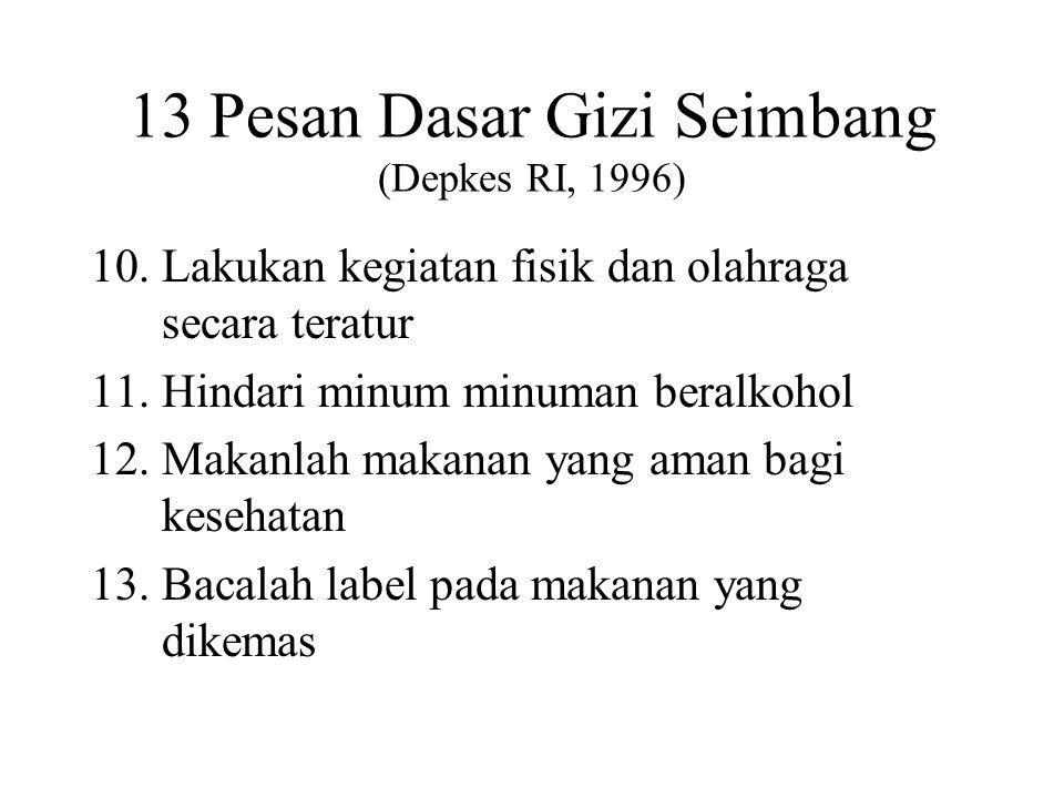 13 Pesan Dasar Gizi Seimbang (Depkes RI, 1996)