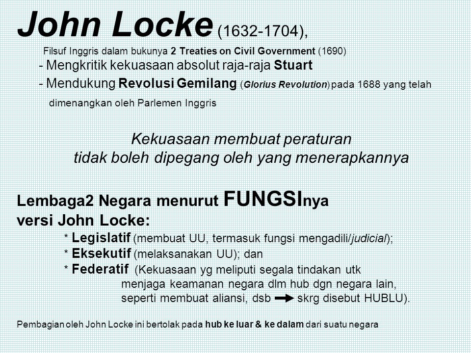 John Locke ( ), Kekuasaan membuat peraturan