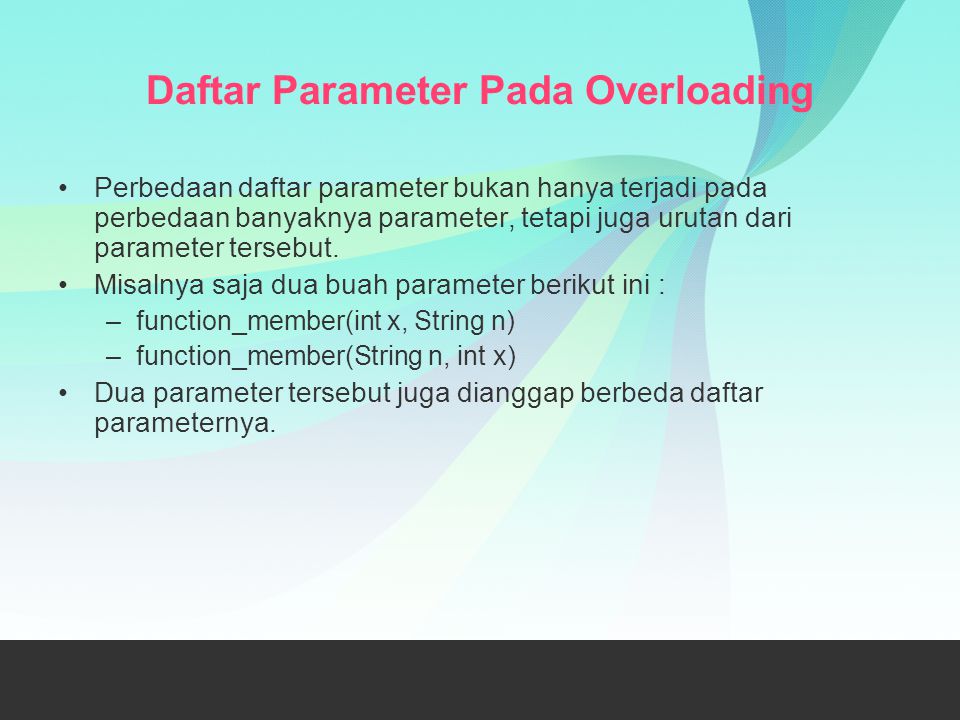 Daftar Parameter Pada Overloading