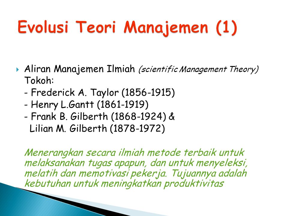 Evolusi Teori Manajemen (1)