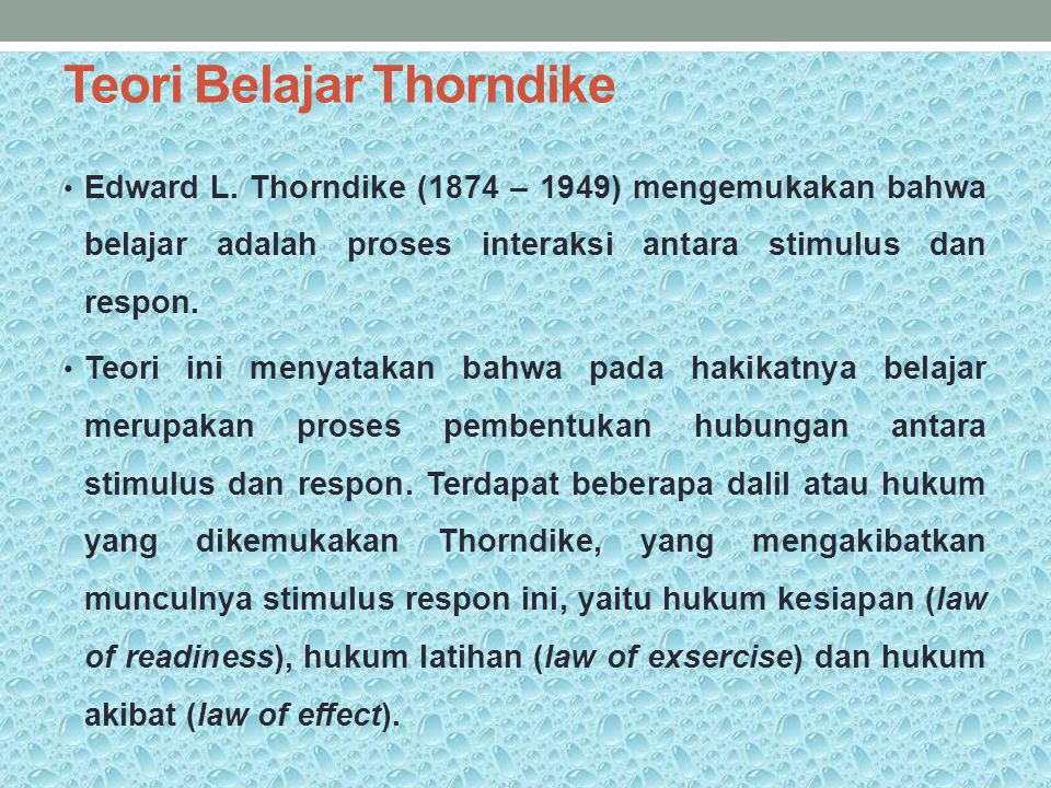 Teori Belajar Thorndike