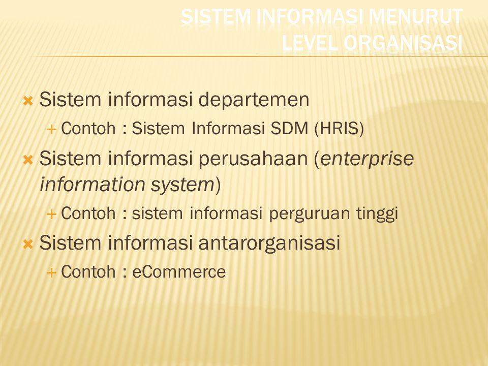 Sistem Informasi menurut Level Organisasi