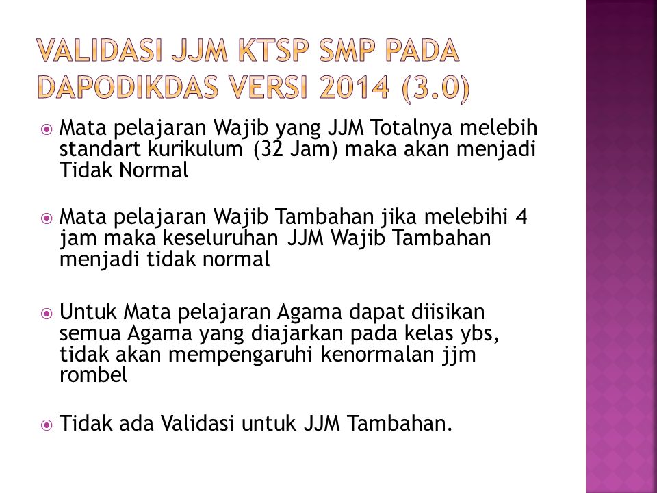 VALIDASI JJM KTSP SMP PADA DAPODIKDAS VERSI 2014 (3.0)