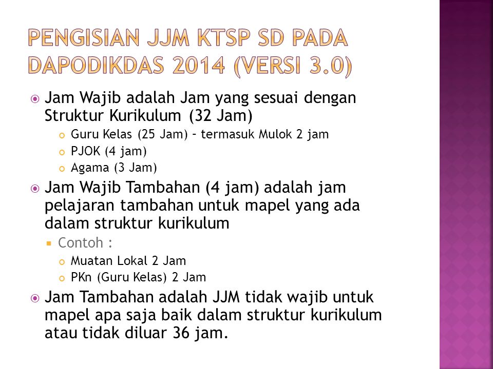 PENGISIAN JJM KTSP SD PADA DAPODIKDAS 2014 (versi 3.0)
