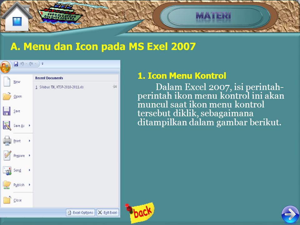 A. Menu dan Icon pada MS Exel 2007
