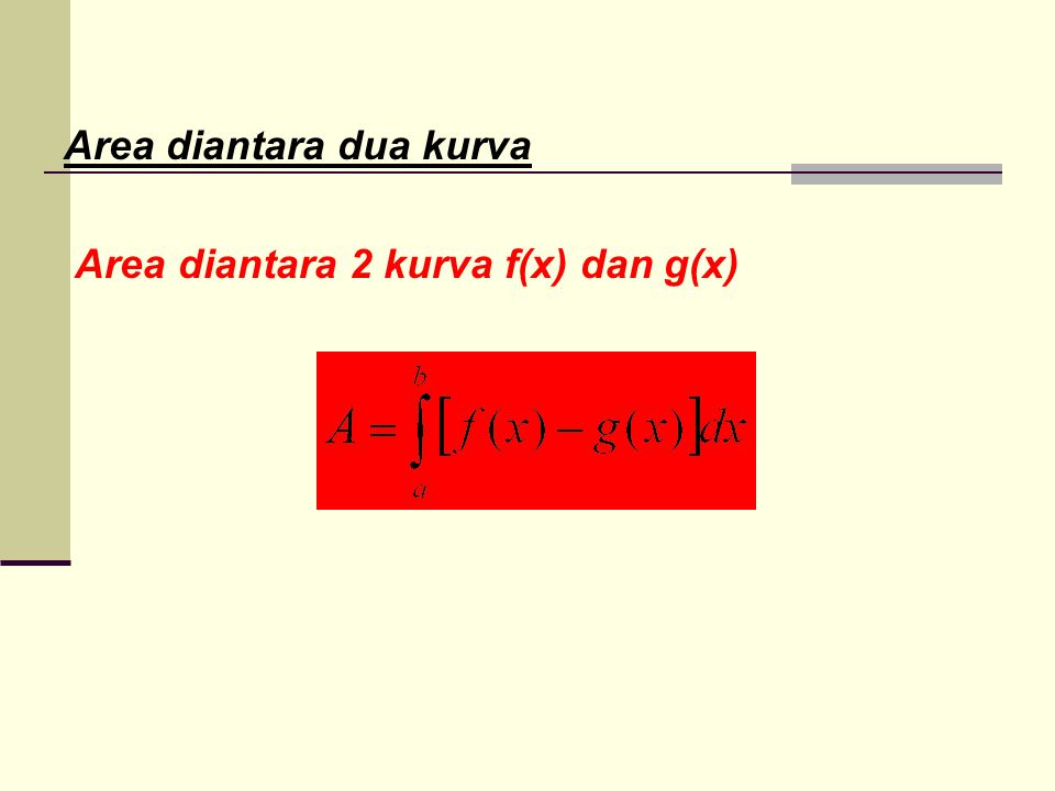 Area diantara dua kurva Area diantara 2 kurva f(x) dan g(x)
