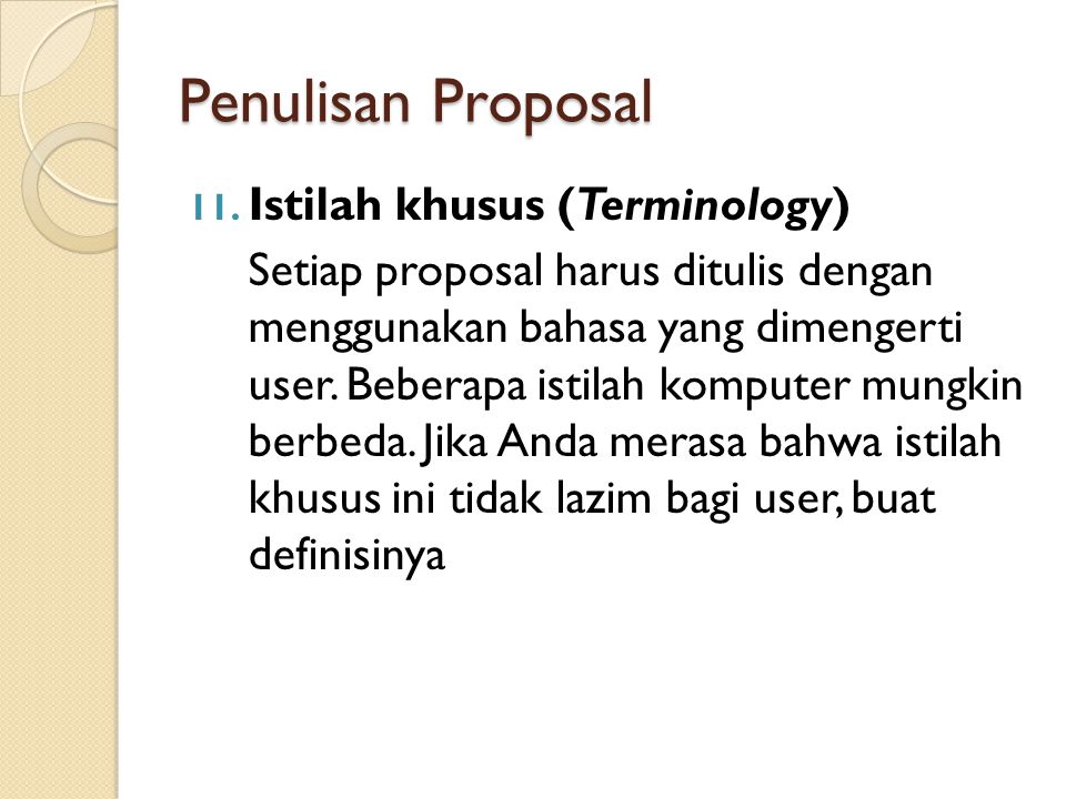 Penulisan Proposal Istilah khusus (Terminology)