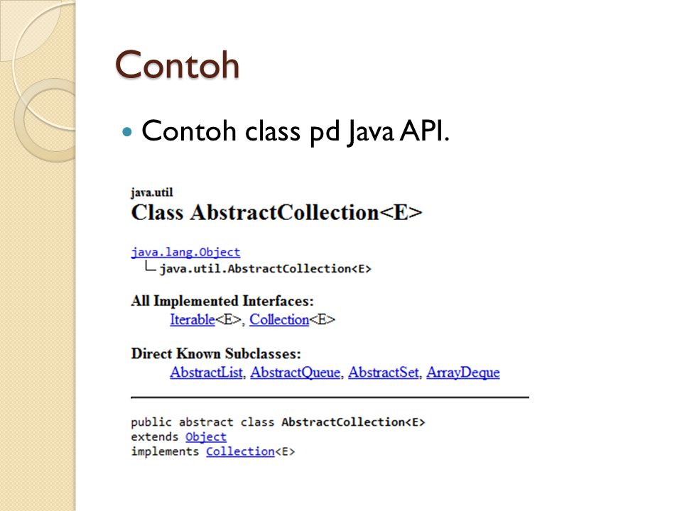 Contoh Contoh class pd Java API.
