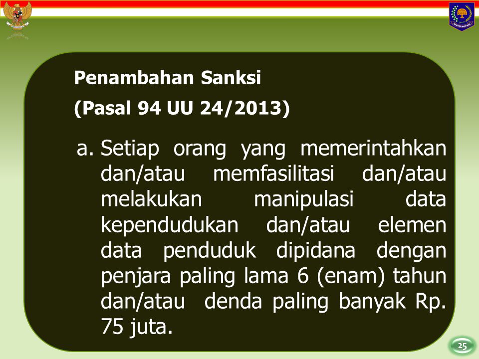 Penambahan Sanksi (Pasal 94 UU 24/2013)