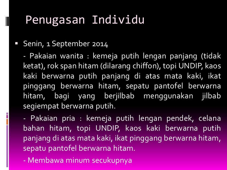 Penugasan Individu Senin, 1 September 2014
