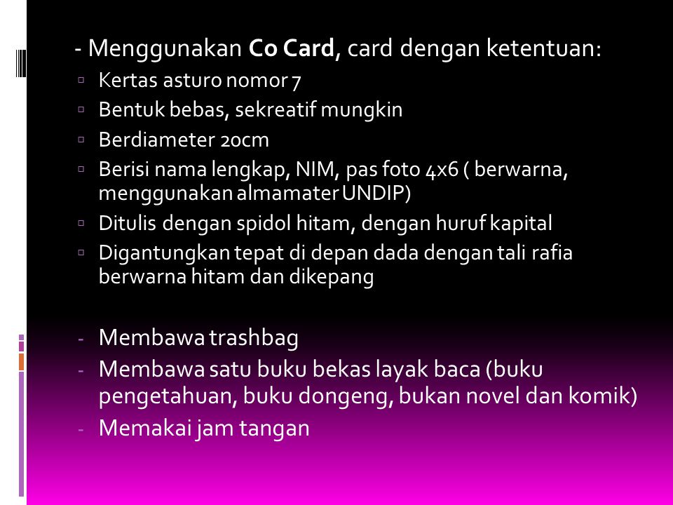 - Menggunakan Co Card, card dengan ketentuan: