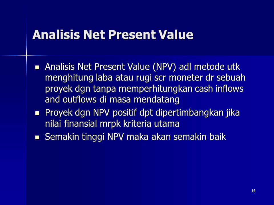 Analisis Net Present Value