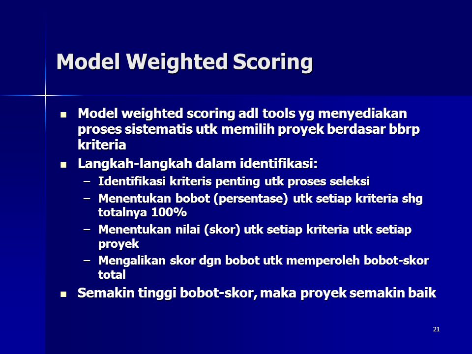 Model Weighted Scoring