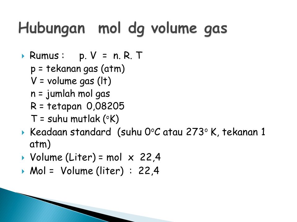 Hubungan mol dg volume gas