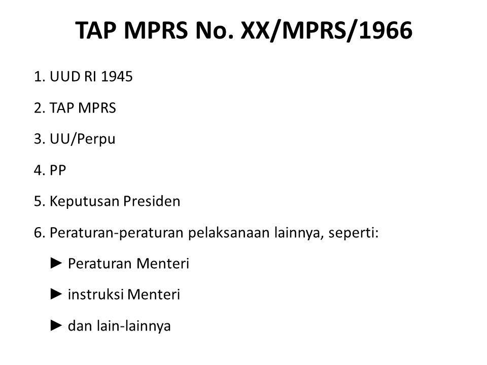 TAP MPRS No. XX/MPRS/1966