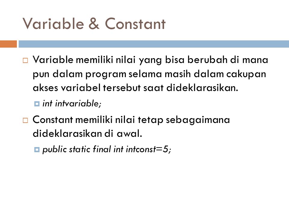 Variable & Constant